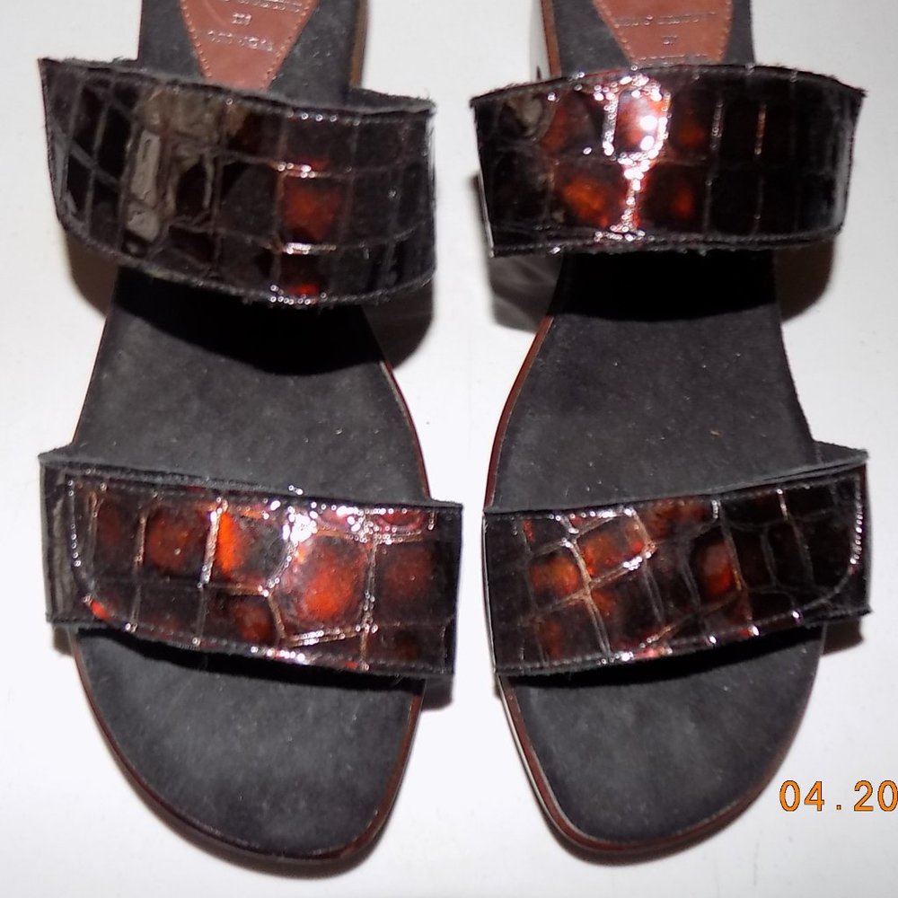 1803 tortoise shell croc embossed patent leather made in Portugal   EU37 US 6-7